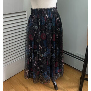 LC LAUREN CONRAD X DISNEY Womens Skirt Medium Black Floral Snow White Midi Goth